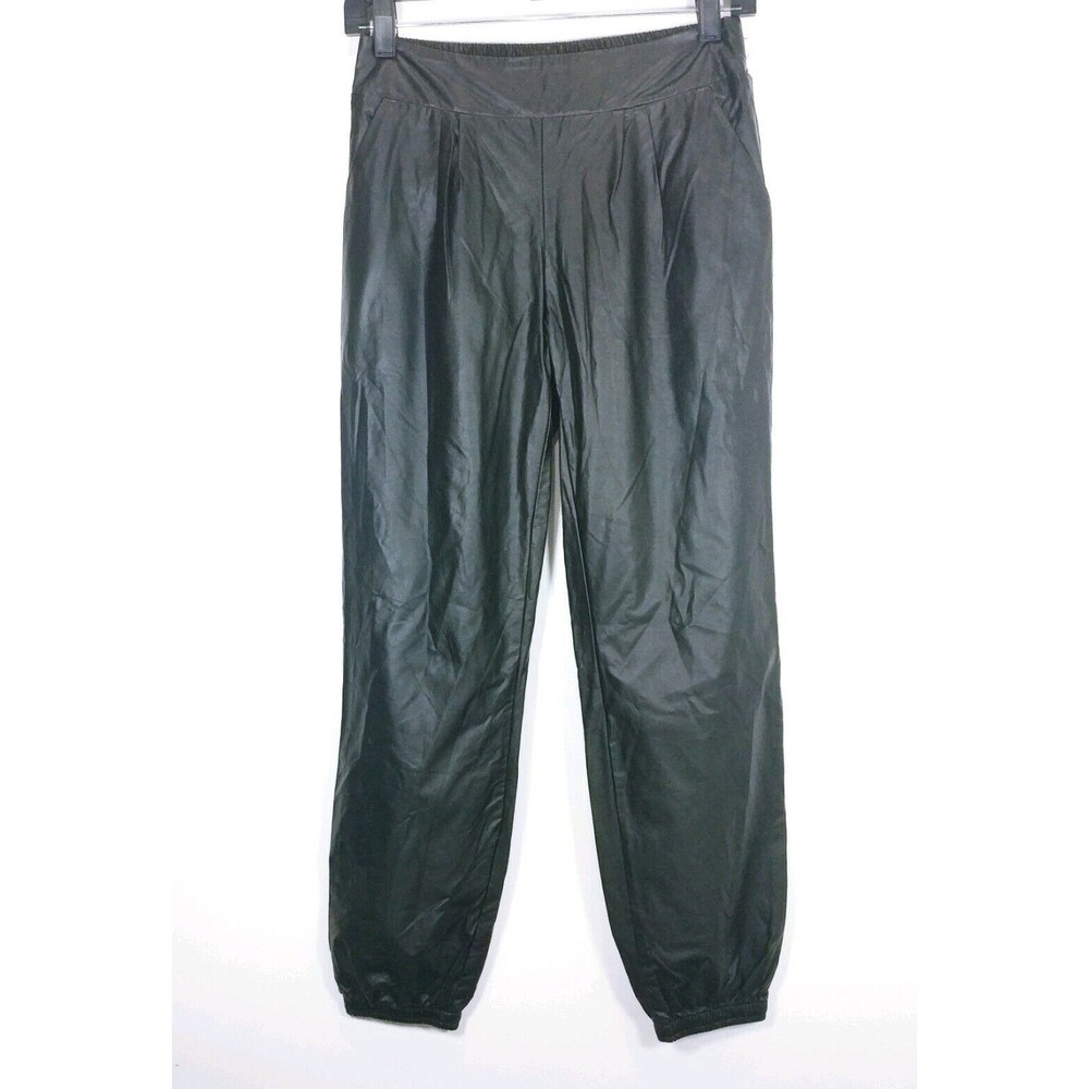 Women's Pleated Faux Leather look Jogger Ankle Pants Pull On sz S nice